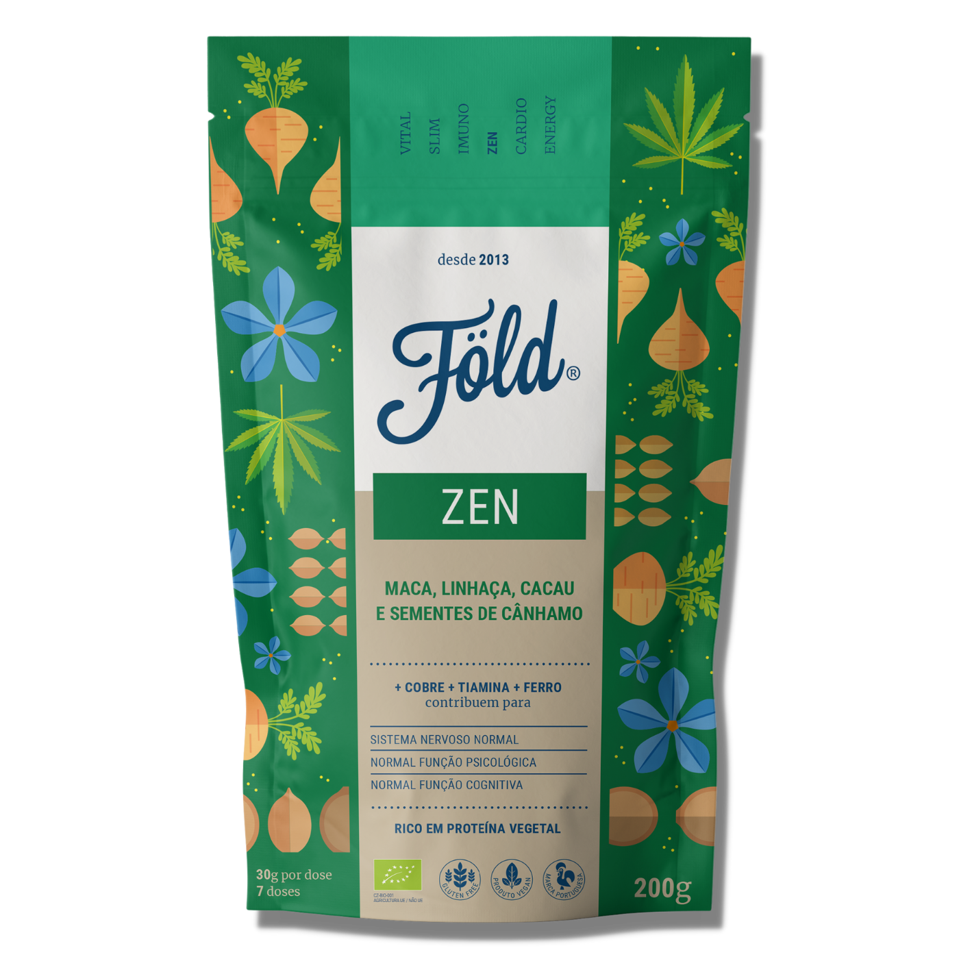 Föld Zen Cânhamo & Maca 200g - Ansiedade, Stress & Performance Mental – Föld Superfoods